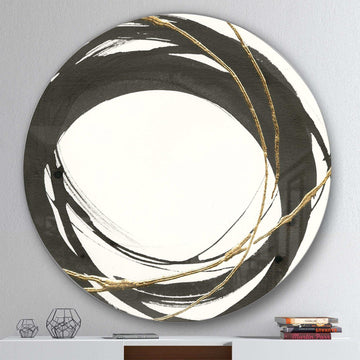 Gold Glamour Circle II - Abstract Metal Circle Wall Art